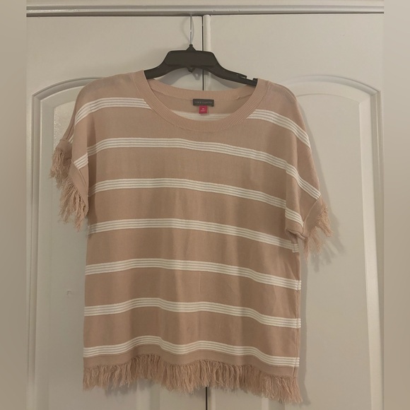 Vince Camuto Striped Summer Shirt with Fringe - Picture 1 of 4